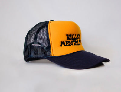 Yellow and navy trucker hat